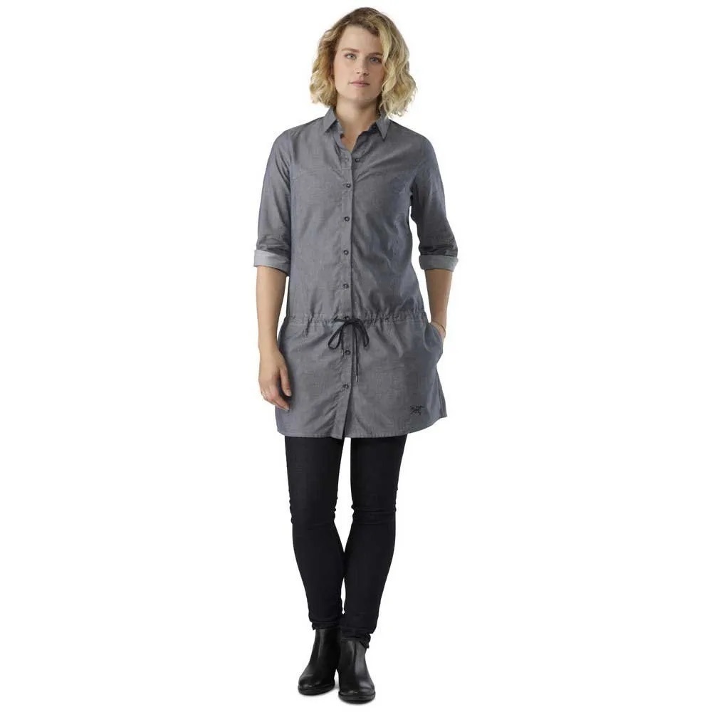 Arc'teryx Sz L Blanchard Grey Button Front Outdoor Tunic Dress
